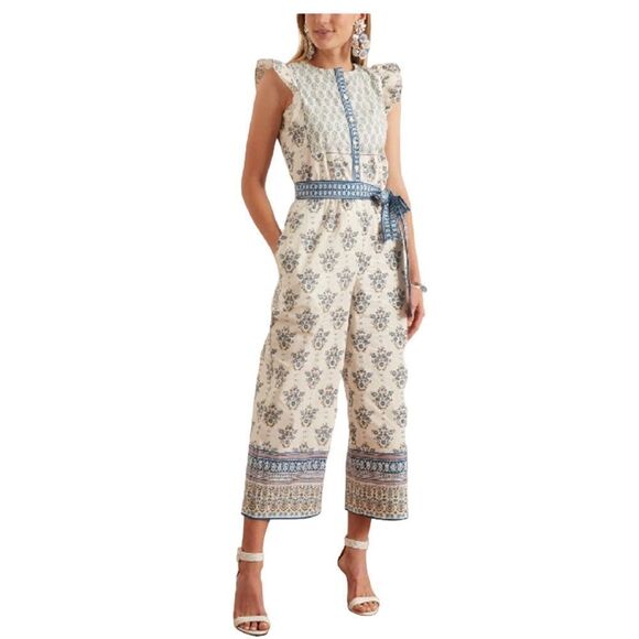 Gal Meets Glam Collection Eden Jumpsuit Women’s Blue Combo Sleeveless Size 16 - Picture 11 of 11
